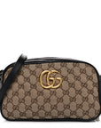 Monogram Matelasse Diagonal Small GG Marmont Chain Shoulder Bag Beige Black
