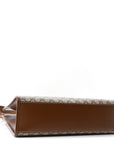 GG Supreme Monogram Textured Dollar Calfskin Medium Retro Interlocking G Vertical Tote Bag Beige Ebony Brown Sugar