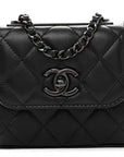 Lambskin Quilted Mini Trendy CC Clutch With Chain So Black