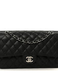 Caviar Quilted Medium Double Flap Black