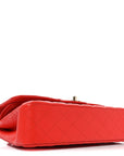 Caviar Quilted Medium Double Flap Red