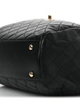 Lambskin Quilted Drawstring Bag Black