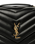 Lambskin Chevron Quilted Large Loulou Black