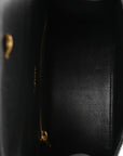 Shiny Box Calfskin Small Hourglass Top Handle Bag Black