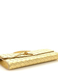Metallic Satin Lambskin Intrecciato Long Andiamo Top Handle Clutch Gold