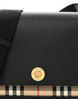 Grainy Calfskin Vintage Check Note Crossbody Bag Black