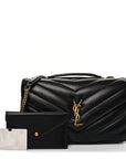 Lambskin Chevron Quilted Medium Loulou Black