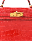 Shiny Alligator Horseshoe Mini Kelly Sellier 20 Rouge de Coeur Rose Mexico