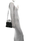 Shiny Crinkled Calfskin Mini The Tote Bag Black