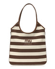 Canvas Calfskin Striped Ivy Cacao Naturale