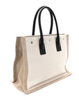 Linen Calfskin Small Rive Gauche Tote Greggio Natural