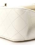 Caviar Quilted Medium Double Flap White