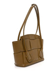 Grained Calfskin Maxi Intrecciato Small Arco Moutarde