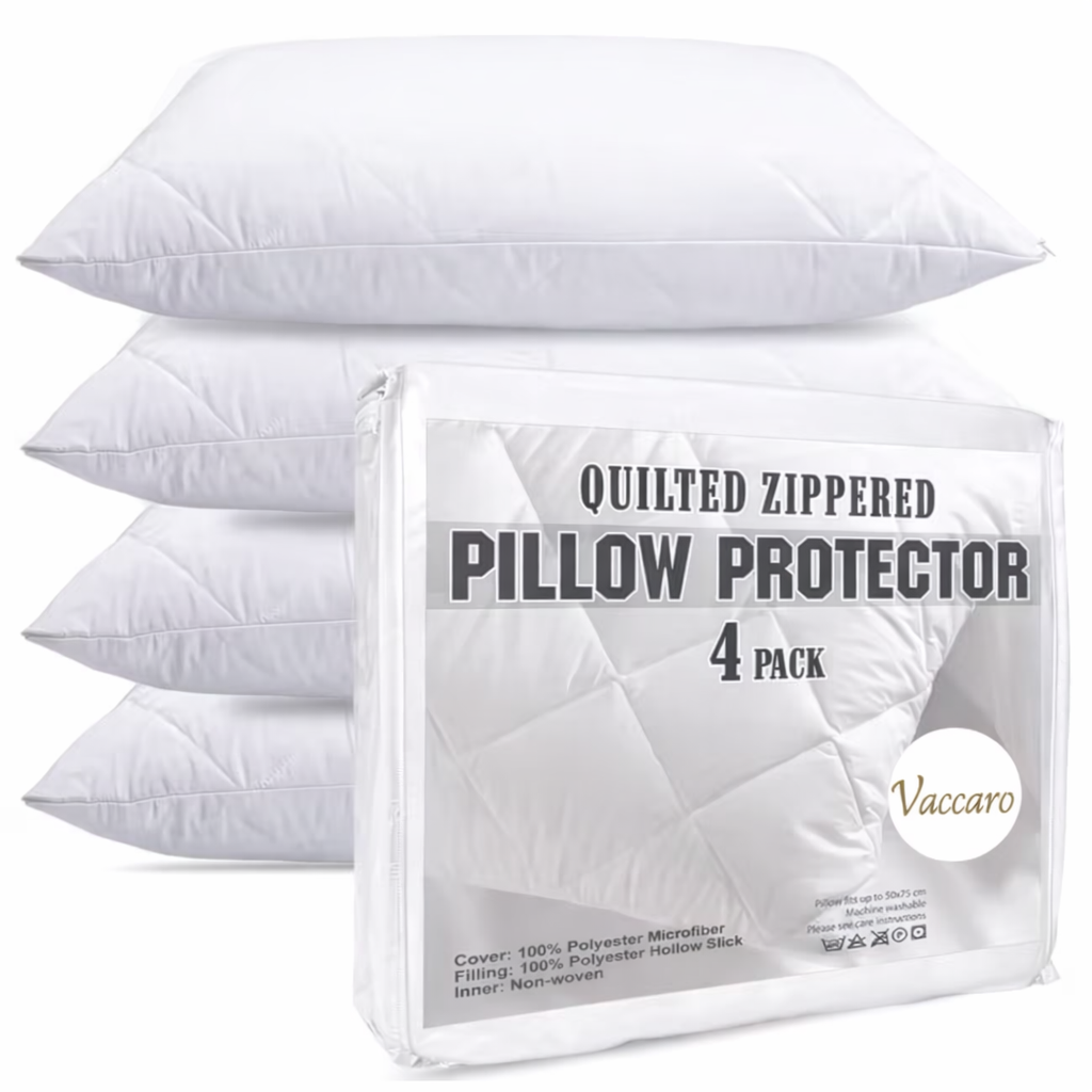 Vaccaro Ultra Luxe Quilted Zipped Pillow Protectors - 50 x 75 cm - White