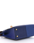 Epsom Casaque Mini Kelly Sellier 20 Bleu Electrique Bleu Encre Gold