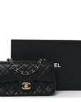 Lambskin Quilted Mini Rectangular Flap Black