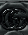 Calfskin Matelasse Monochrome Small GG Marmont Chain Shoulder Bag Black