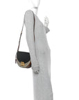 GG Supreme Monogram Calfskin Small Padlock Messenger Shoulder Bag Beige Black Cuir