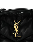Lambskin Quilted Small Loulou Puffer Monogram Chain Satchel Black