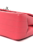 Lambskin Chevron Quilted Mini Square Flap Pink