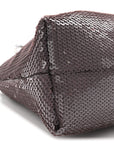 Sequin Medium Donut Chain Flamenco Knot Clutch Grey