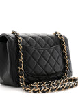 Lambskin Quilted Mini Rectangular Flap Black