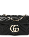 Lambskin Matelasse Mini GG Marmont Shoulder Bag Black