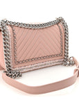 Calfskin Chevron Tweed Medium Boy Flap Pink