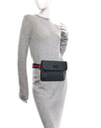GG Supreme Monogram Web Slim Belt Bag Black Grey