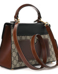 GG Supreme Monogram Calfskin Small Padlock Top Handle Bag Beige Black Cuir