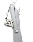 Canvas Intrecciato Padded Cassette Crossbody Bag Natural Black