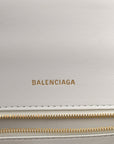 Calfskin Crocodile Embossed Small Hourglass Top Handle Bag White