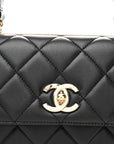 Lambskin Quilted Small Trendy CC Dual Handle Flap Bag Black