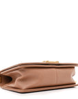 Caviar Chevron Quilted Medium Boy Flap Brown