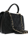 Lambskin Quilted Small Trendy CC Flap Dual Handle Bag Black