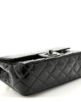 Patent Calfskin Quilted Mini Rectangular Flap So Black