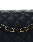 Caviar Quilted Medium Double Flap Navy
