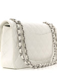 Caviar Quilted Medium Double Flap White