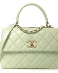 Lambskin Quilted Small Trendy CC Flap Dual Handle Bag Light Green
