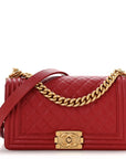 Caviar Quilted Medium Boy Flap Red