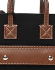 Canvas Smooth Calfskin Mini Two Tone Freya Tote Black Tan
