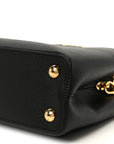 Taurillon Embellished Flower Handle Capucines BB Black