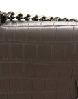 Calfskin Crocodile Embossed Medium Monogram Sunset Fog