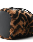 Shearling Vitello Dolce F is FNDI Macro FF 1974 Mini Mon Tresor Bucket Bag Tobacco Black