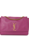 Smooth Calfskin Suede Medium Reversible Monogram Kate Satchel Rose Rubis