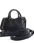 Chevre Gold Metallic Edge Hardware Mini City Bleu Nuit Dark Sea