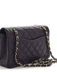 Caviar Quilted Small Double Flap Dark Purple