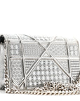 Metallic Patent Micro-Cannage Baby D1ORama Flap Bag Silver