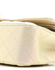 Iridescent Lambskin Quilted Medium Double Flap Ivory