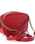 Calfskin Matelasse Mini GG Marmont Chain Shoulder Bag Hibiscus Red